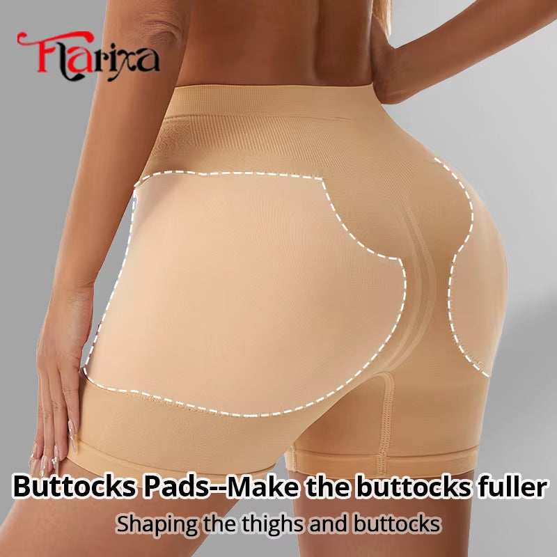 Flarixa Women's Butt Lifter Shaper Panties with Removable Pads - Hip Enhancing Shapewear Shorts