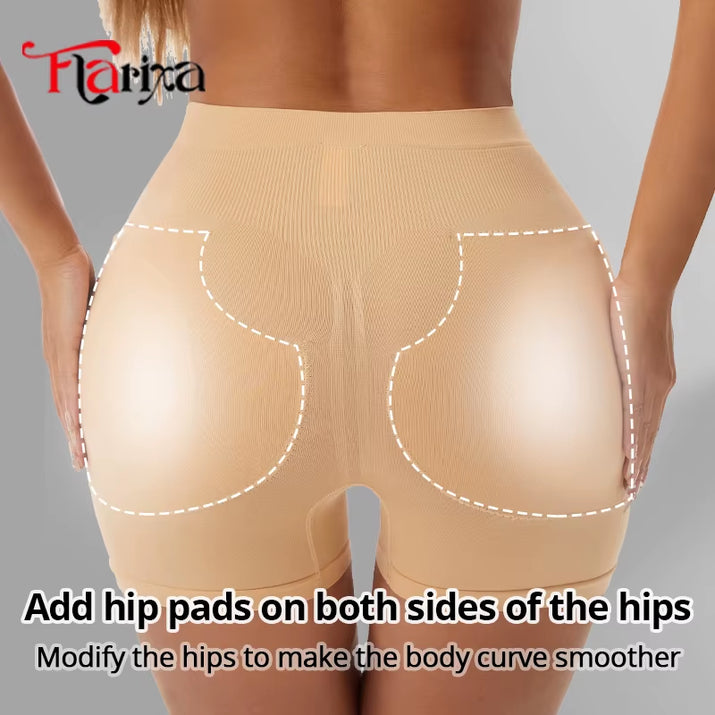 Flarixa Women's Butt Lifter Shaper Panties with Removable Pads - Hip Enhancing Shapewear Shorts